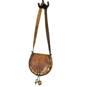 Vintage Handmade Tooled Leather Crossbody Bag Floral Boho Festival Western Purse